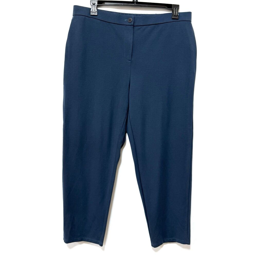 Eileen Fisher Womens XL Teal Blue Tencel Blend Ankle Pants Trouser